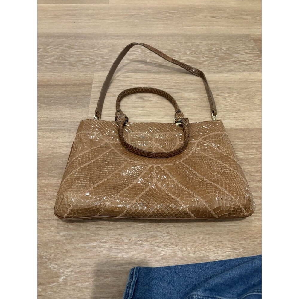 Vintage Brown 1970’s Custom Eel Skin Top Handle Handbag